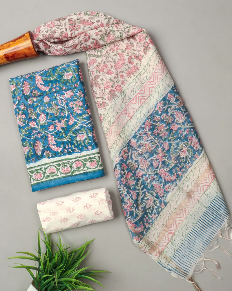 “Riwaayat – Hand Block Printed Cotton Suit Dress Material”