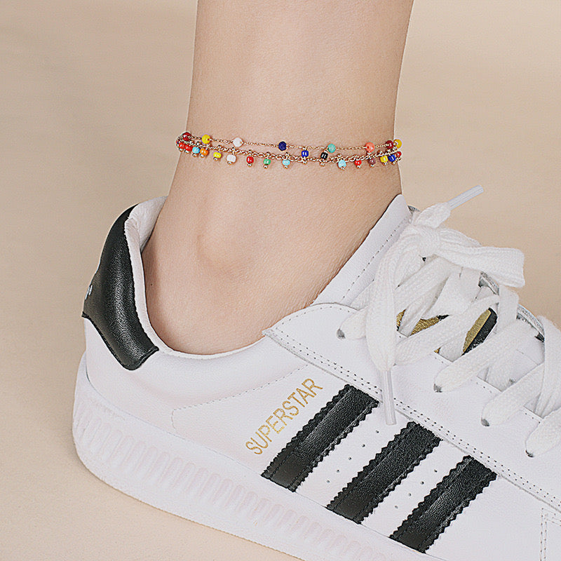 Boho Confetti – Multicolour Beaded Anklet
