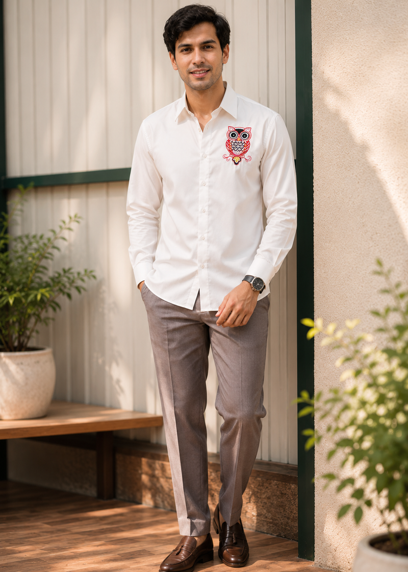 Men’s Ivory Coral Ombre Cotton Resort Shirt | Rasrainaa