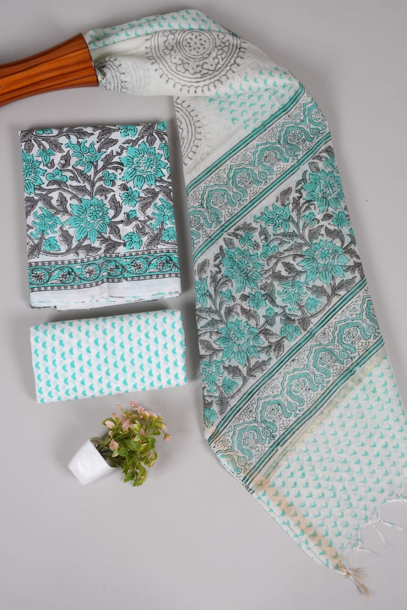 “Riwaayat – Hand Block Printed Cotton Suit Dress Material”
