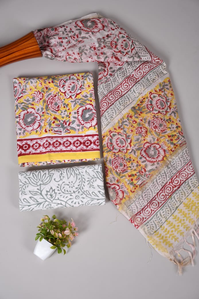 “Riwaayat – Hand Block Printed Cotton Suit Dress Material”