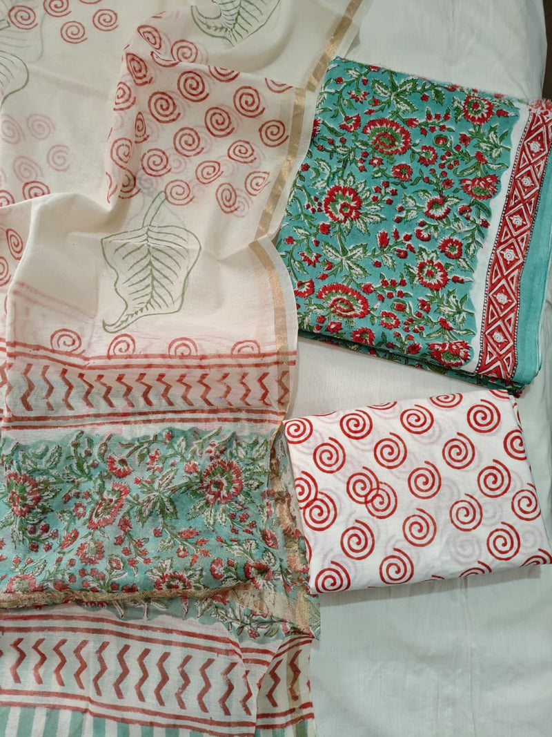 “Riwaayat – Hand Block Printed Cotton Suit Dress Material”