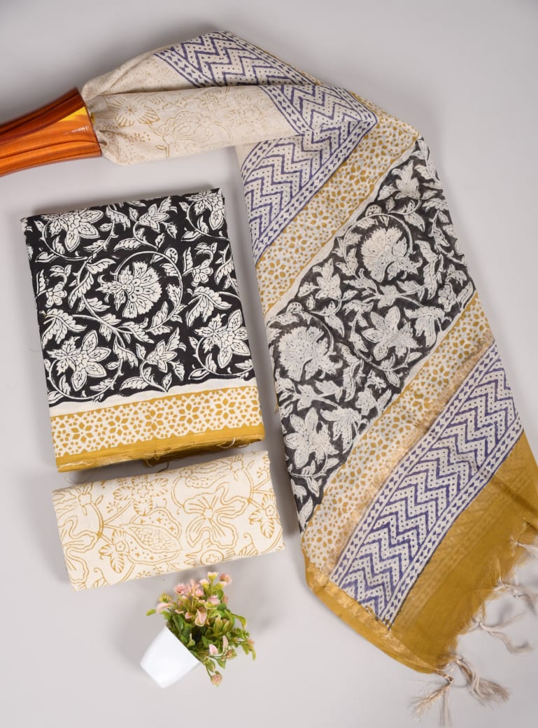 “Riwaayat – Hand Block Printed Cotton Suit Dress Material”