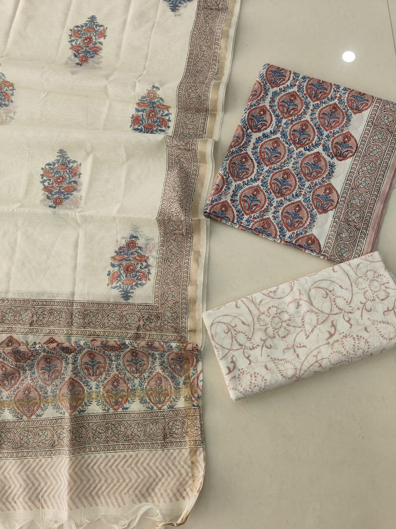“Riwaayat – Hand Block Printed Cotton Suit Dress Material”