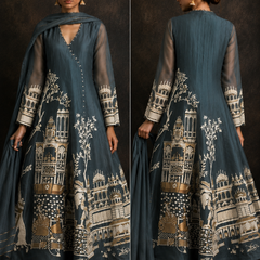 Rasrainaa Heritage Palace Anarkali Suit Set | Designer Printed Ethnic Wear | Multiple Colours