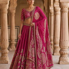 Handcrafted Gajji Silk Handwork Dupatta with Traditional Paisley & Bandhani-Inspired Embroidery