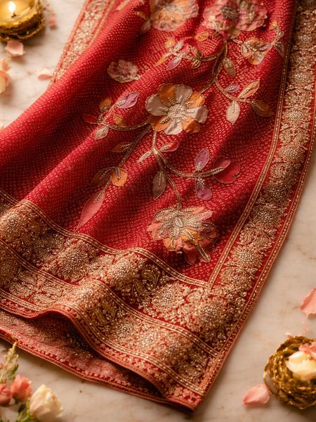 Royal Gulnaar Floral Embroidered Festive Dupatta