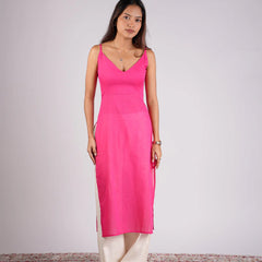 Women Pink Strappy Mul Cotton Kurta