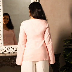 Women Baby Pink Cotton Short Kurta