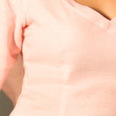 Women Baby Pink Cotton Short Kurta