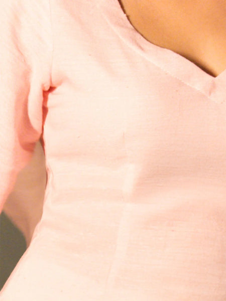 Women Baby Pink Cotton Short Kurta