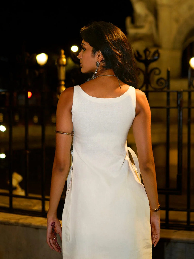 Women White Cotton Maxi Dress