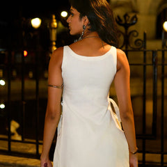 Women White Cotton Maxi Dress