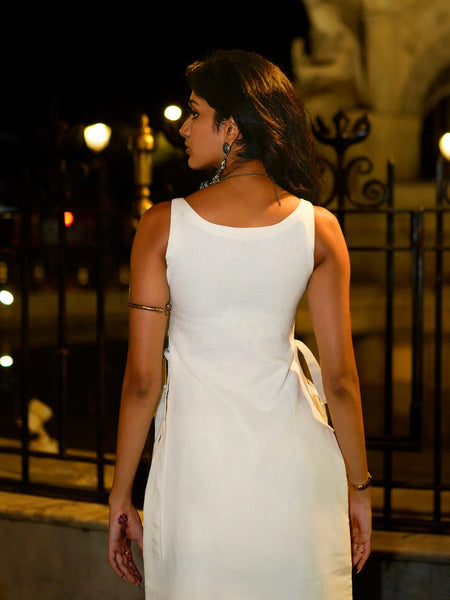 Women White Cotton Maxi Dress