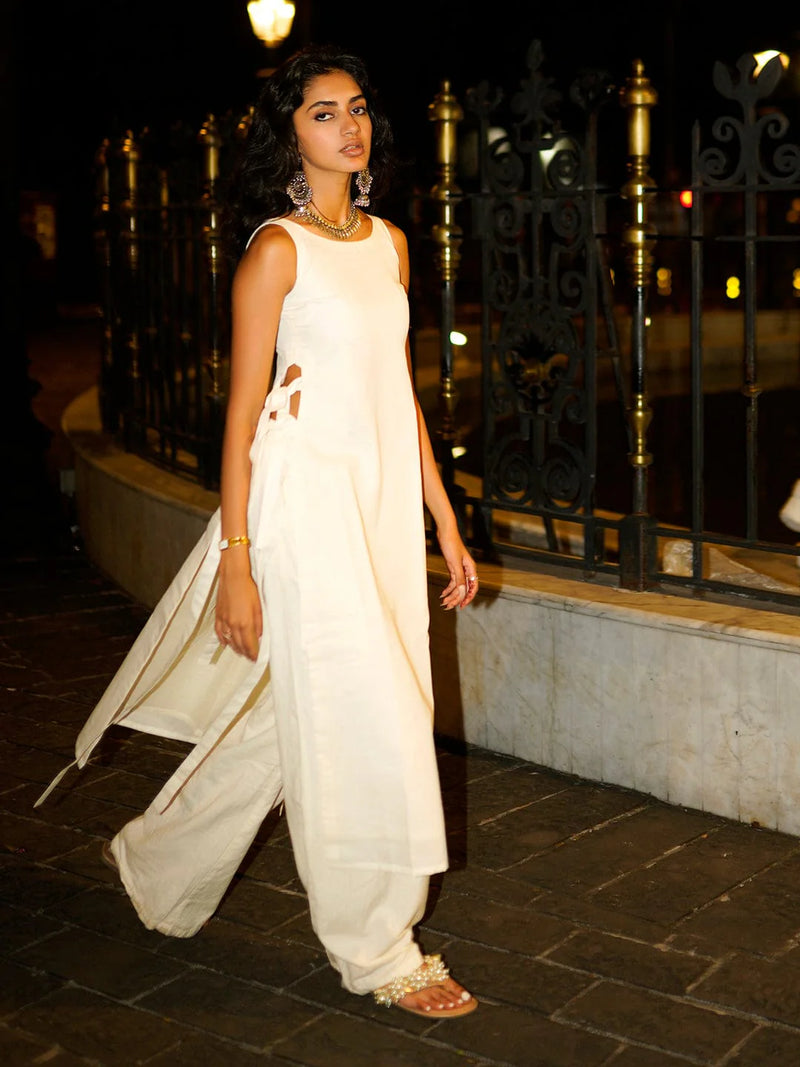 Women White Cotton Maxi Dress