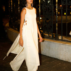 Women White Cotton Maxi Dress