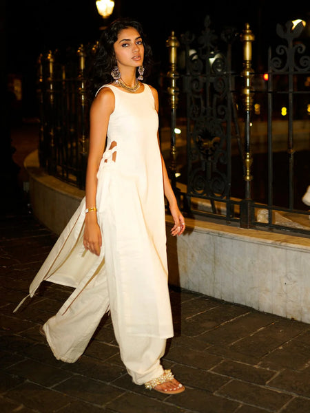 Women White Cotton Maxi Dress