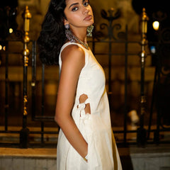 Women White Cotton Maxi Dress