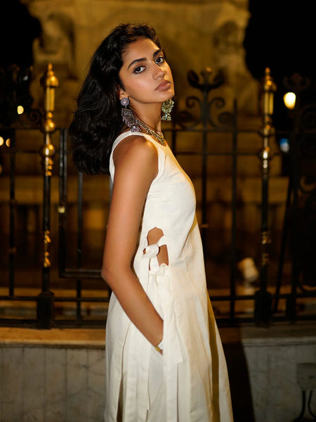 Women White Cotton Maxi Dress