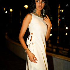 Women White Cotton Maxi Dress