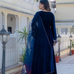 NeelMahal – A Royal Blue Handcrafted Velvet Anarkali