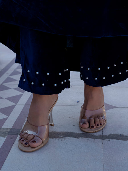 NeelMahal – A Royal Blue Handcrafted Velvet Anarkali
