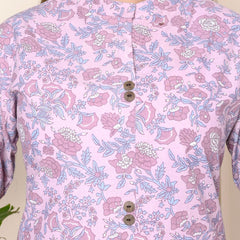 Women Lavender Floral Cotton Kurta