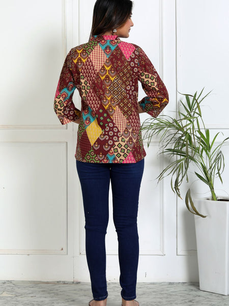 3/4 sleeve women cotton kurta back view
