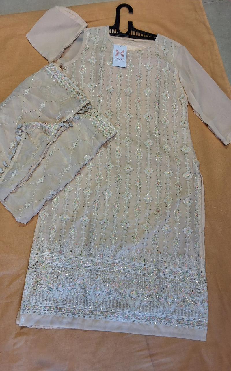 ZANITA Premium Embroidered Chikankari Style Kurti with Dupatta – Limited PC